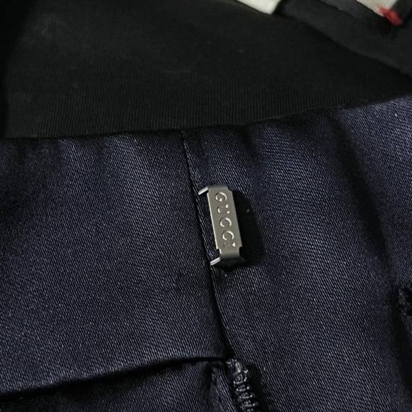 Gucci Heavy Satin Women’s Trousers Navy with Gold Stripe - Picture 15 of 17